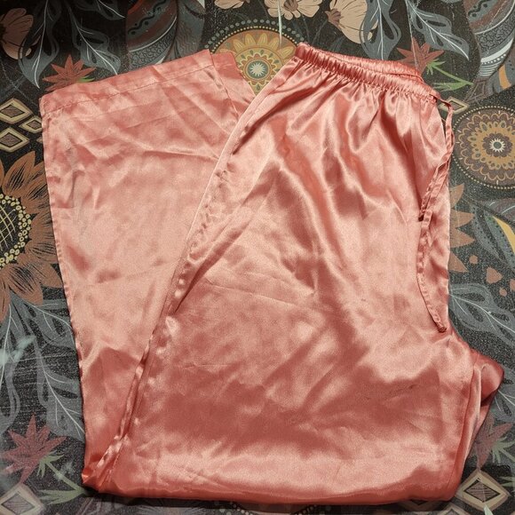 Cabernet Medium Bright Pink Drawstring Lightweight Silky Summer Sleep Pants - Picture 6 of 8